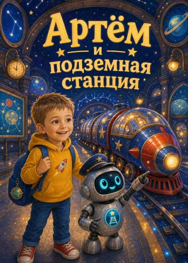 Обложка примера персональной книги про Артёма и подземную станцию