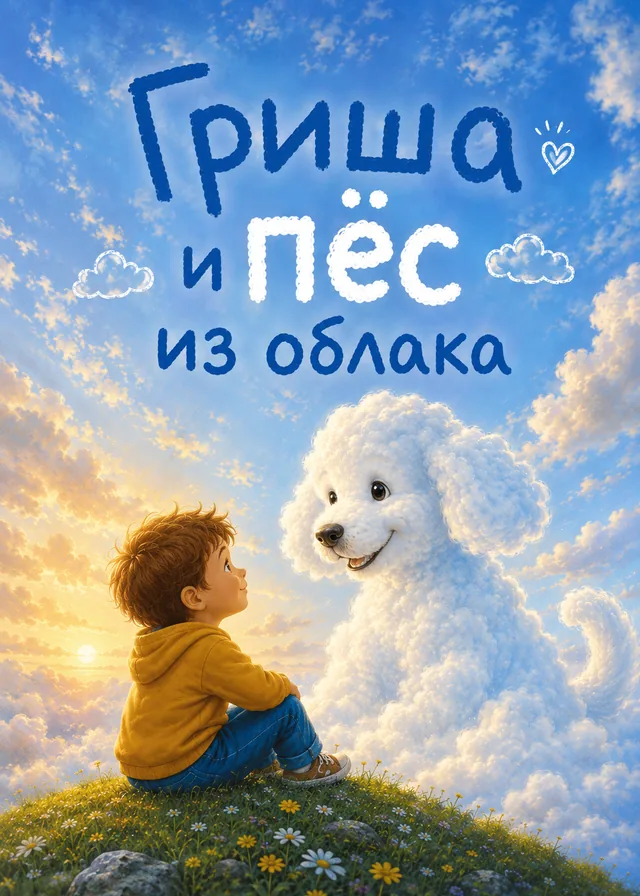 Обложка примера сказки про Гришу и облачного пса