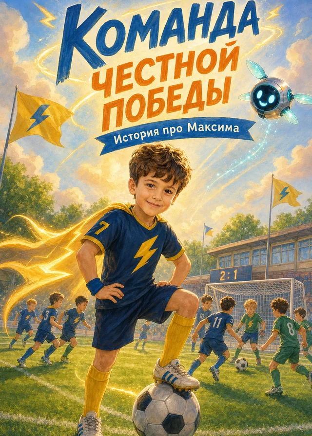 Обложка примера персональной книги про Максима и честную победу